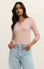Ferris Cropped Striped Henley Top
