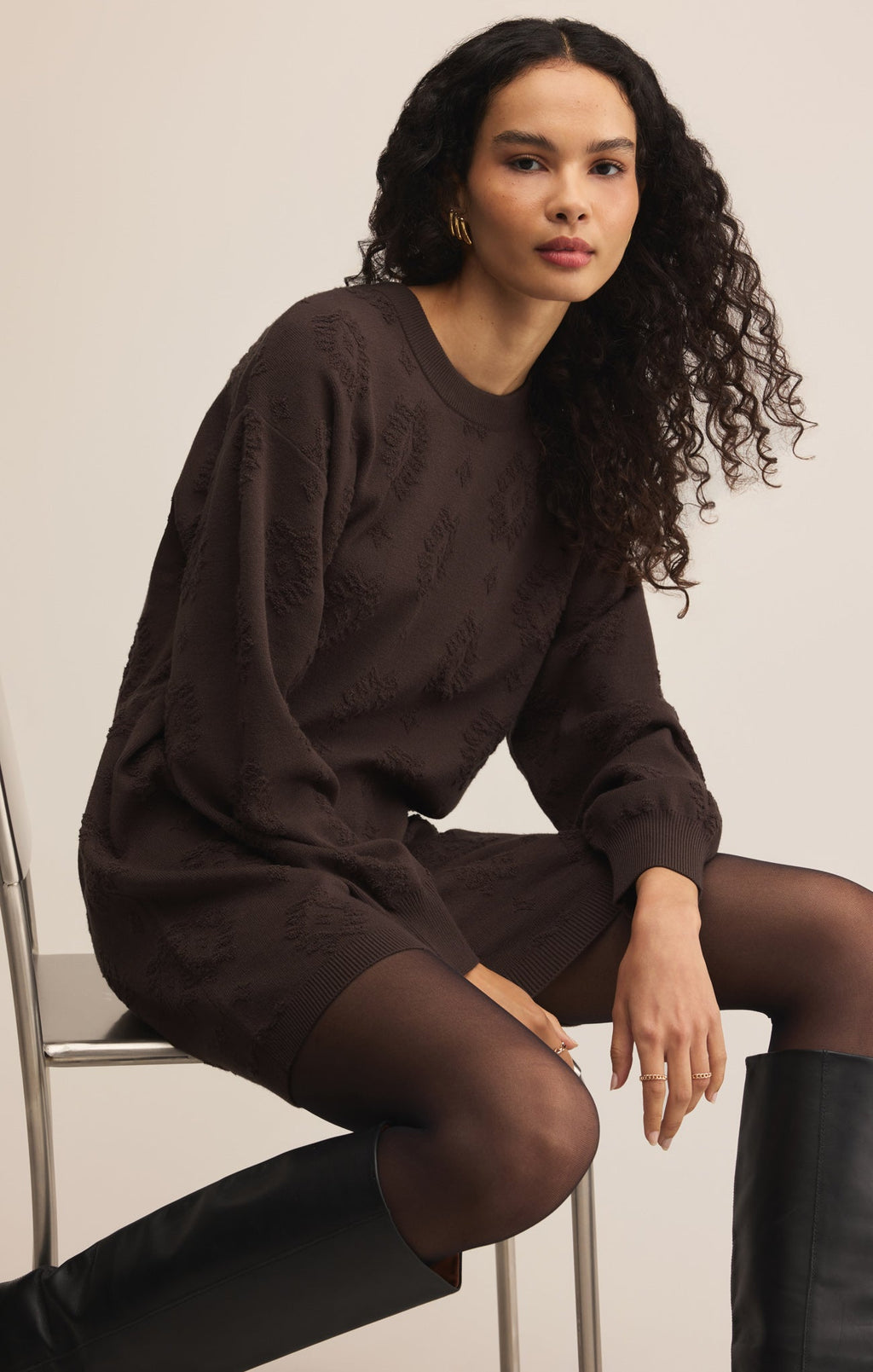 Amina Jacquard Sweater Mini Dress