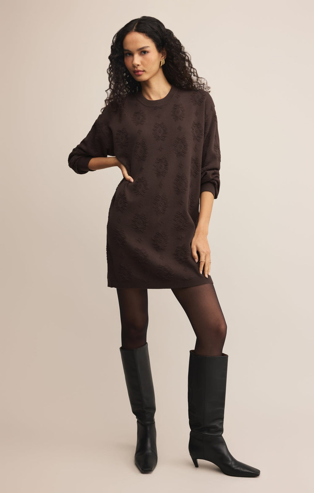 Amina Jacquard Sweater Mini Dress
