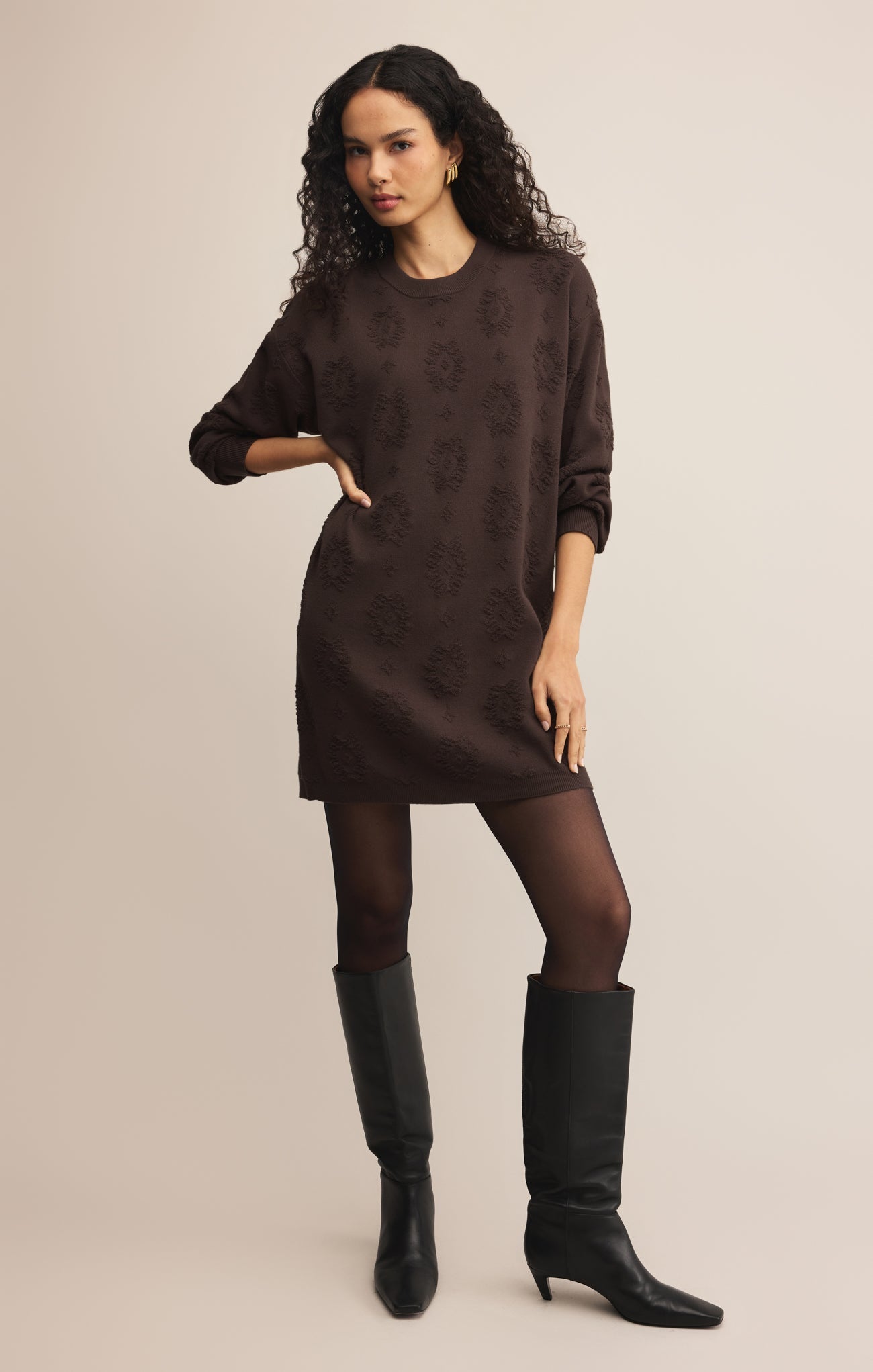 Amina Jacquard Sweater Mini Dress