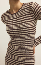 Rosetta Striped Rib Midi Dress