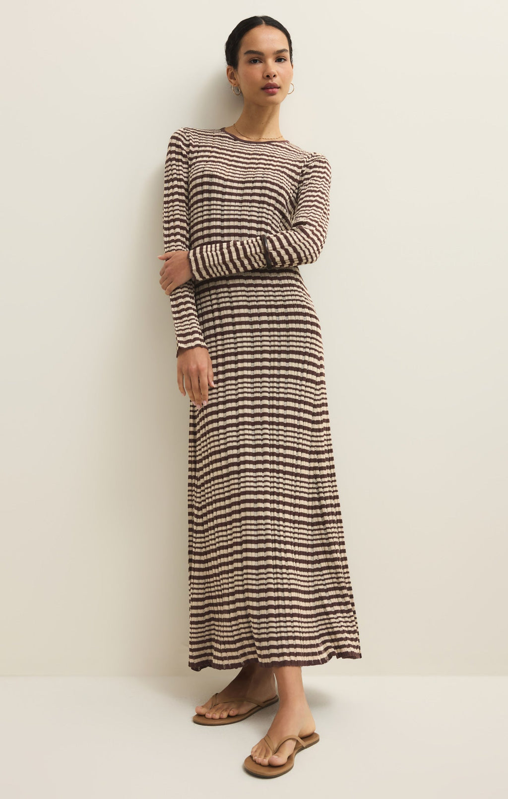 Rosetta Striped Rib Midi Dress
