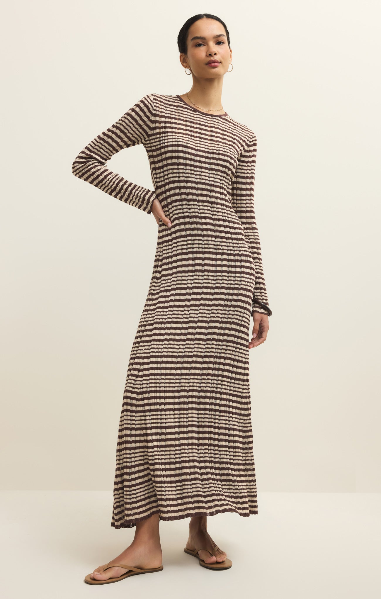 Rosetta Striped Rib Midi Dress Main image