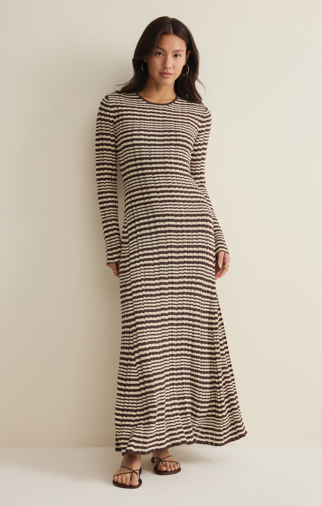 Rosetta Striped Rib Midi Dress