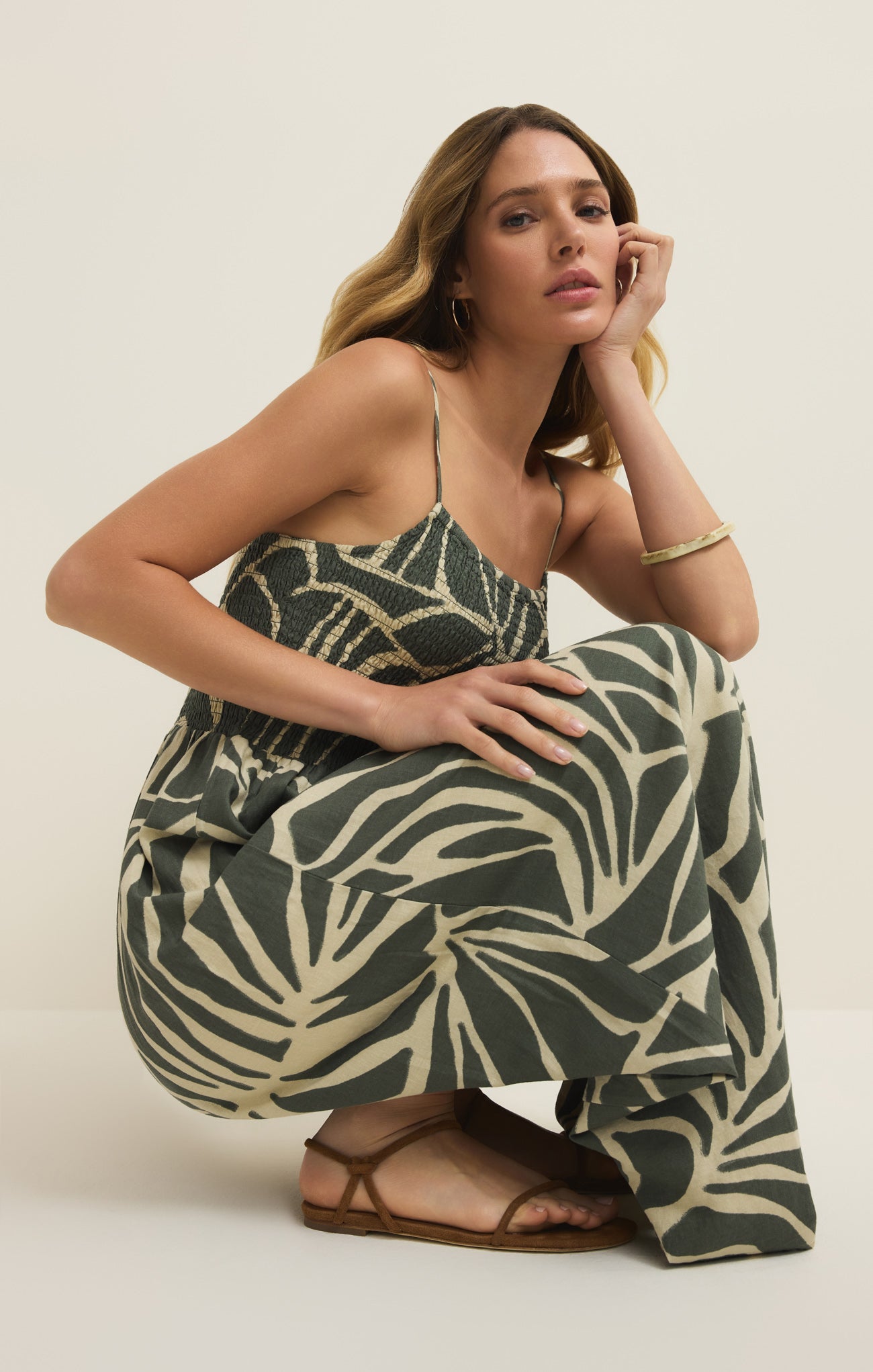 Bayside Tova Palm Linen Maxi Dress
