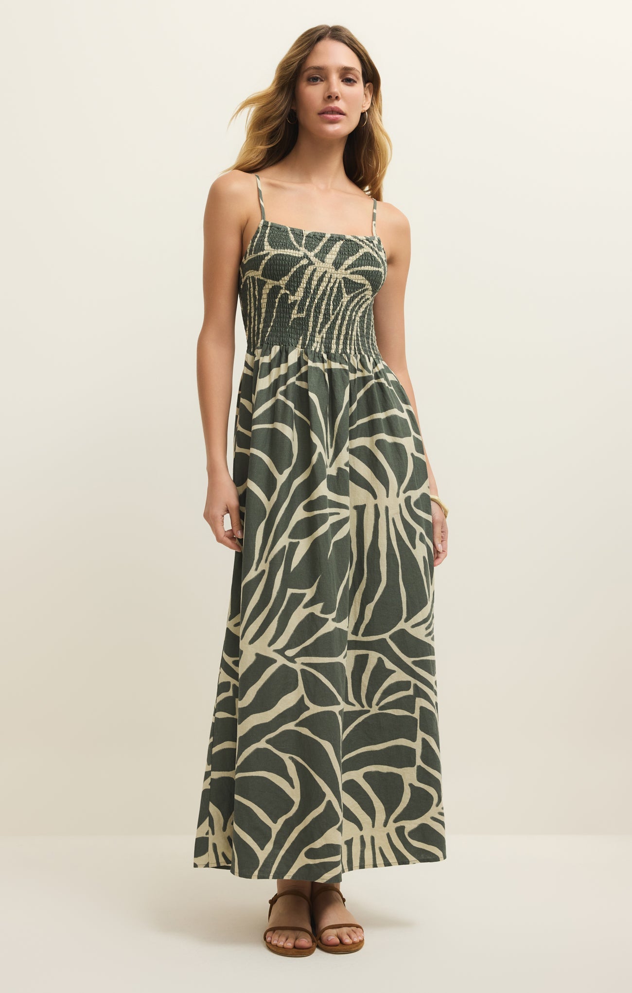 Bayside Tova Palm Linen Maxi Dress