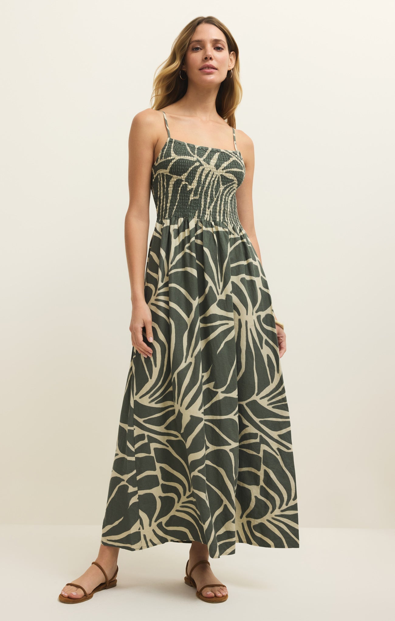Bayside Tova Palm Linen Maxi Dress