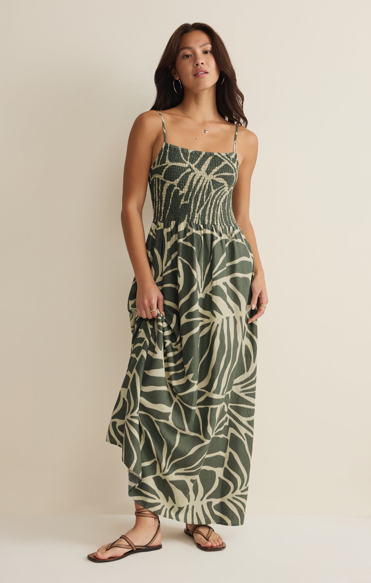 Bayside Tova Palm Linen Maxi Dress