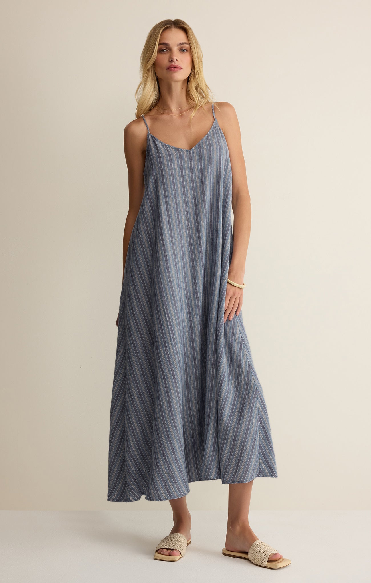 Sandcomber Striped Linen Midi Dress Secondary image