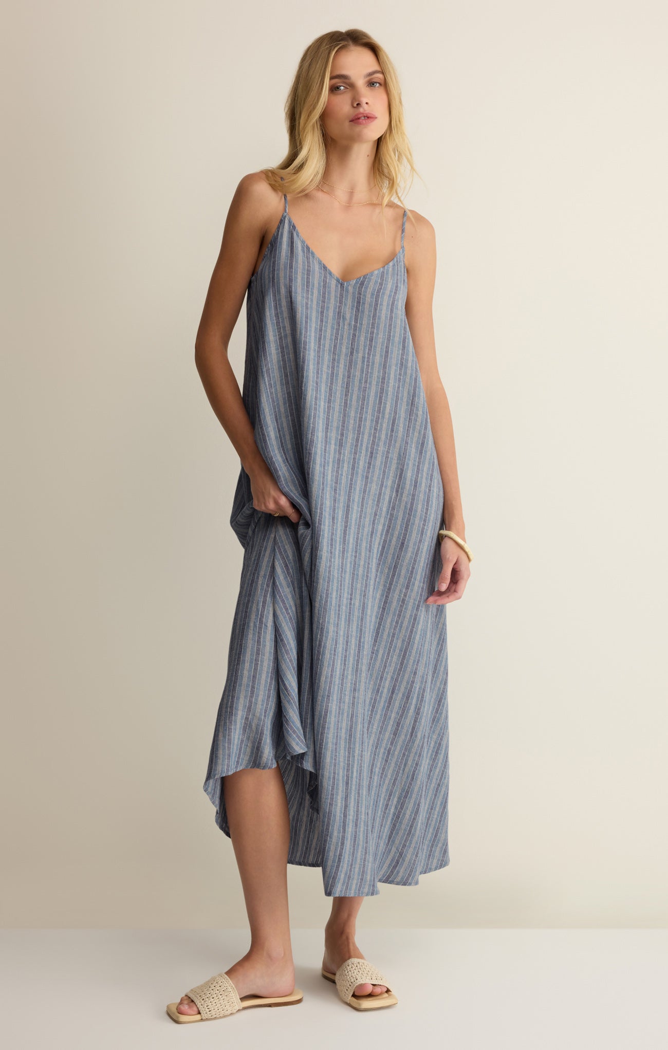 Sandcomber Striped Linen Midi Dress Main image