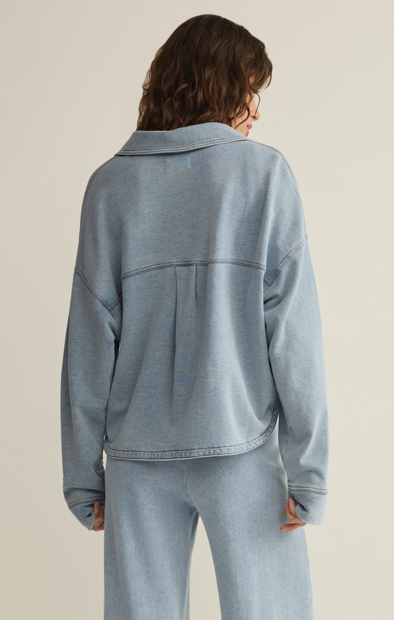 All Day Cropped Knit Denim Jacket Secondary image
