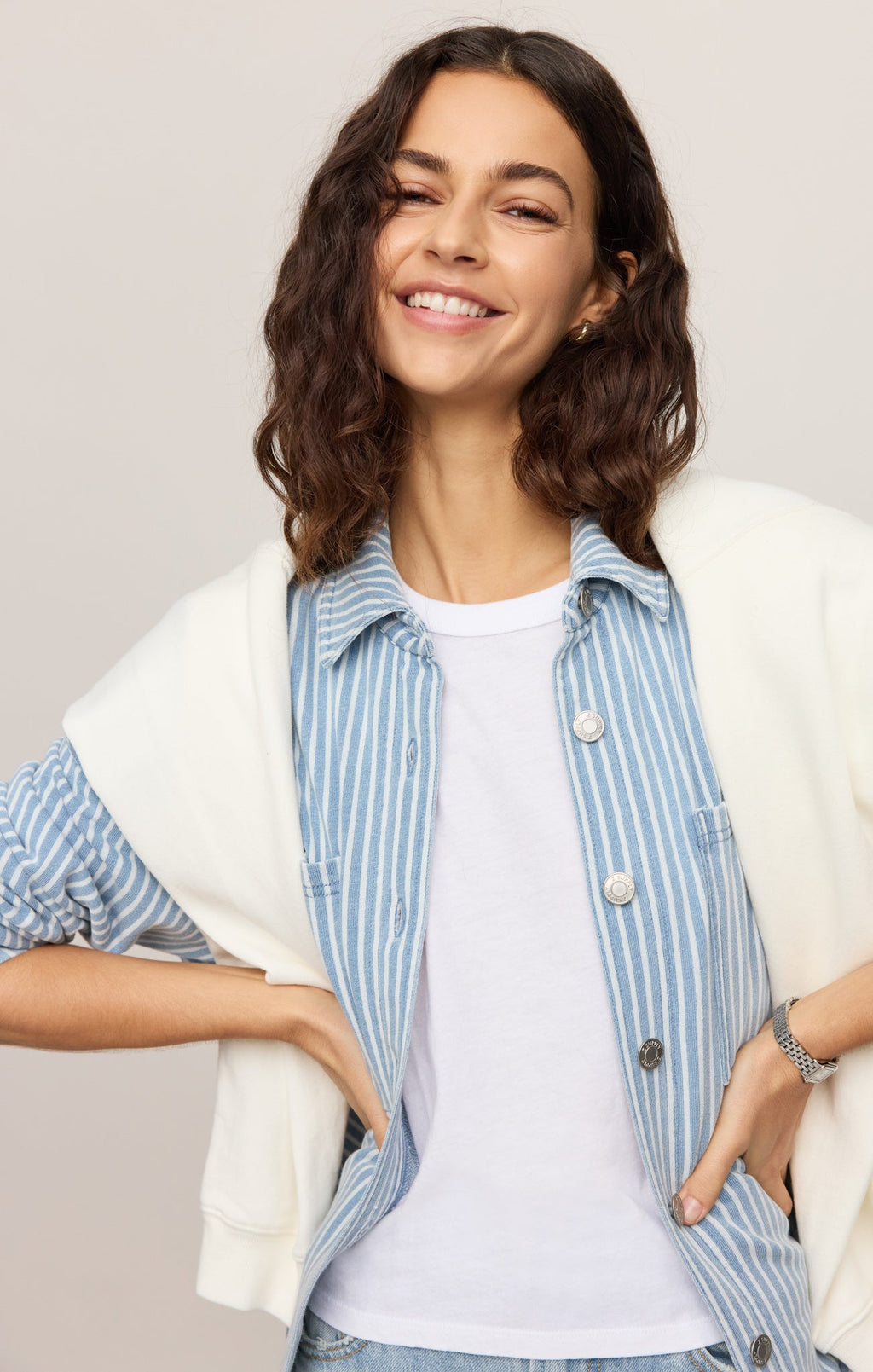 All Day Knit Denim Stripe Jacket