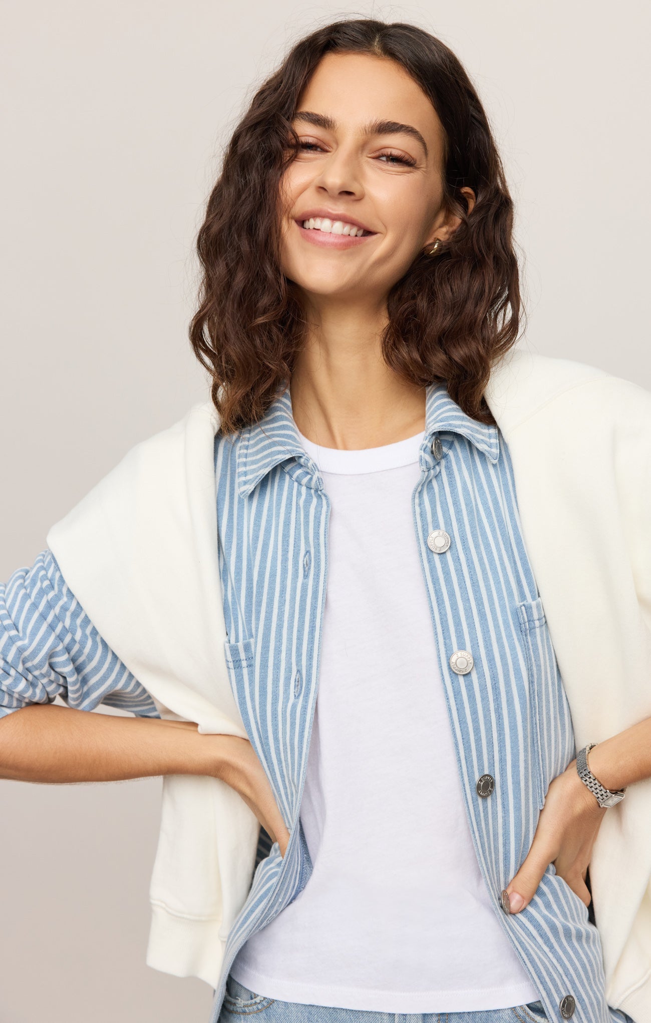 All Day Knit Denim Stripe Jacket
