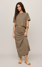 Delavine Textured Midi Skirt