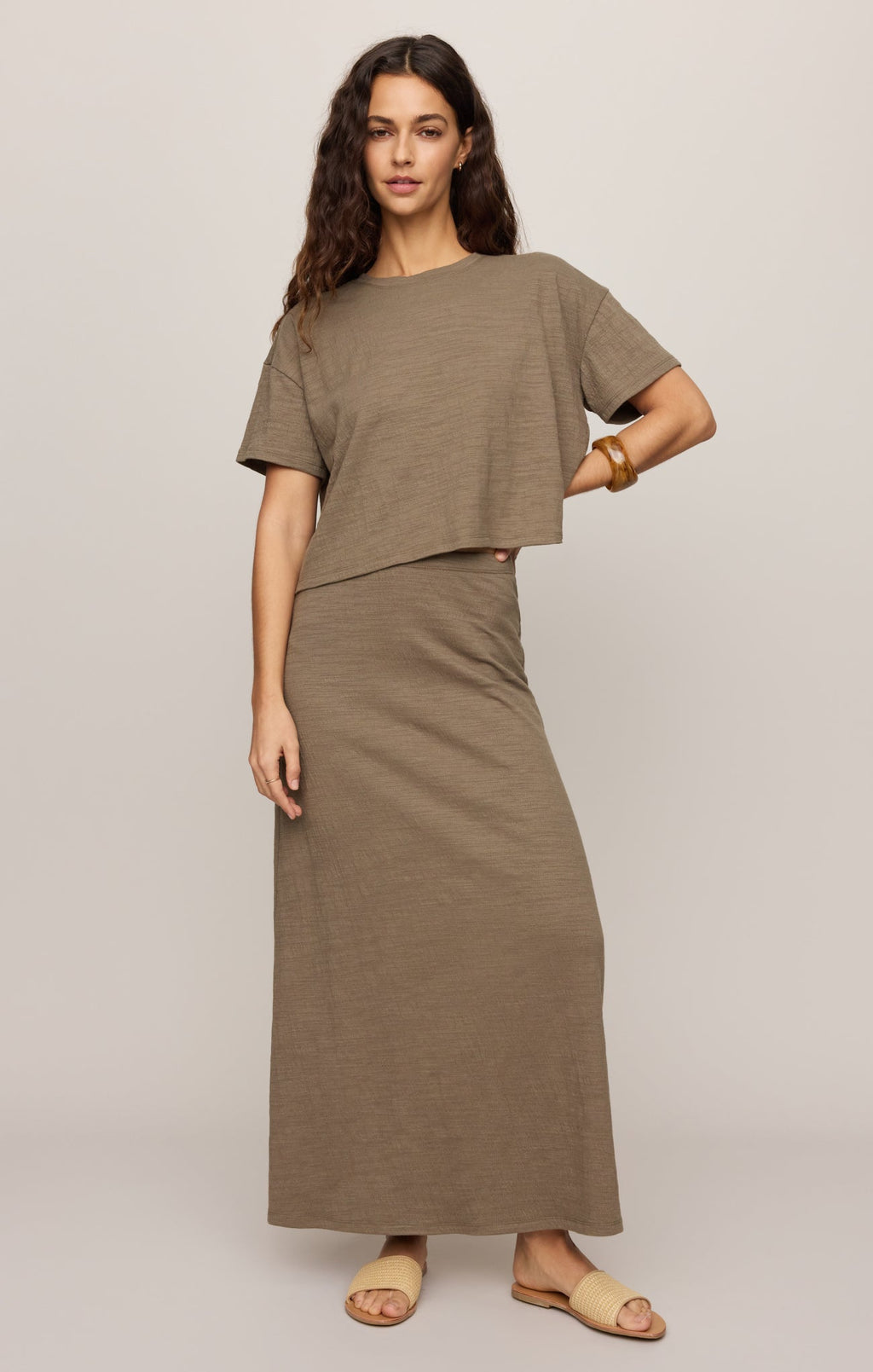 Delavine Textured Midi Skirt