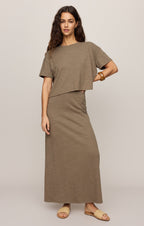 Delavine Textured Midi Skirt