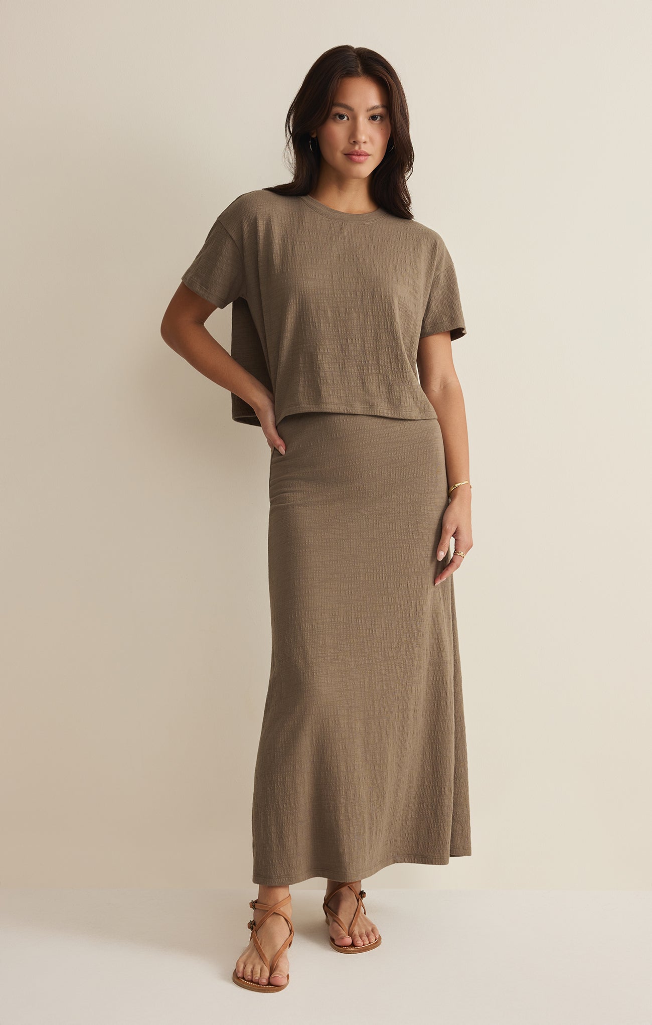 Delavine Textured Midi Skirt