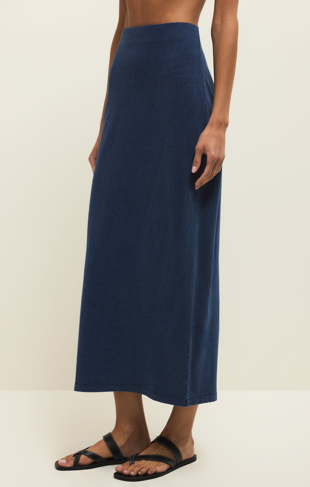 Gail Jersey Denim Midi Skirt