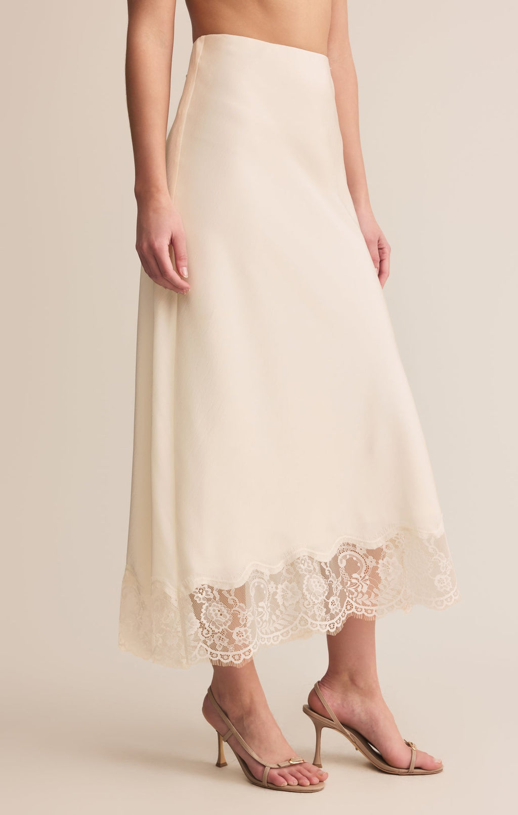 Cinder Lace Satin Midi Skirt