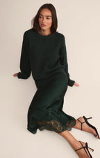 Cinder Lace Satin Midi Skirt