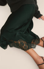 Cinder Lace Satin Midi Skirt
