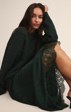 Cinder Lace Satin Midi Skirt