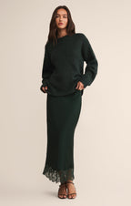 Cinder Lace Satin Midi Skirt