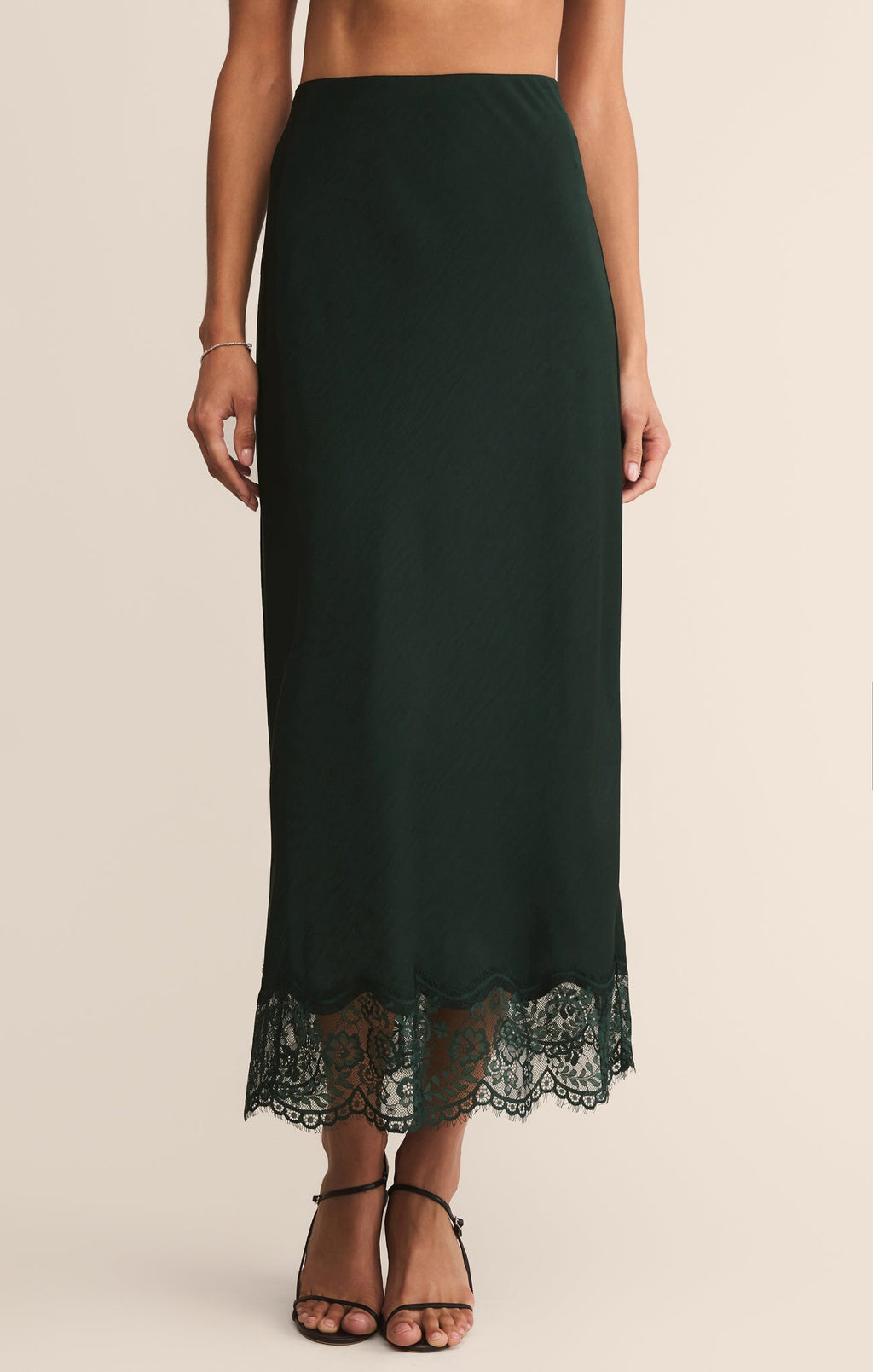 Cinder Lace Satin Midi Skirt