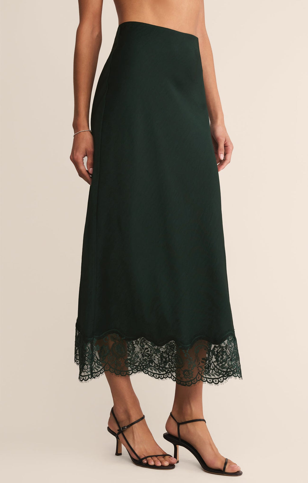 Cinder Lace Satin Midi Skirt