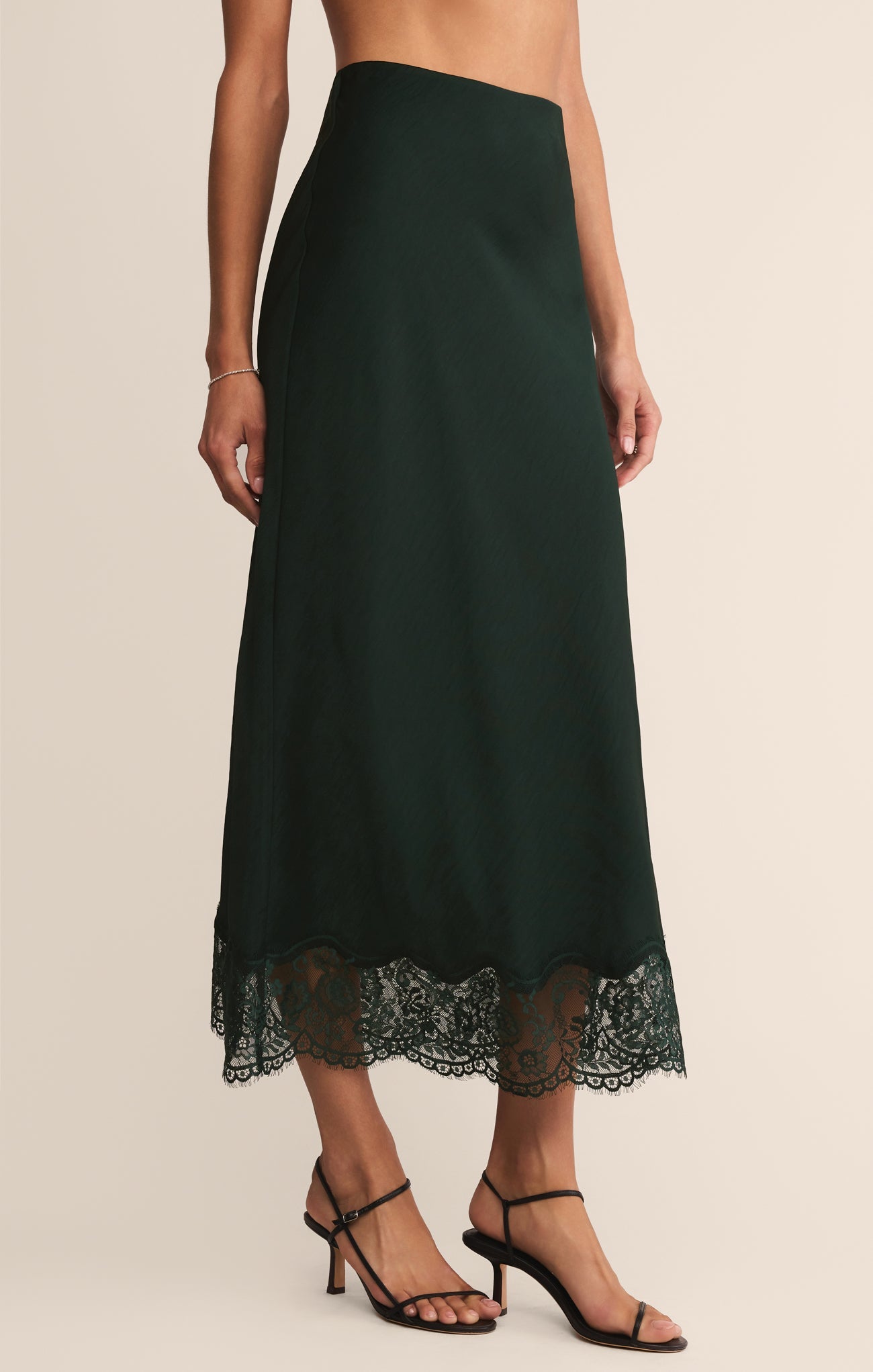 Cinder Lace Satin Midi Skirt