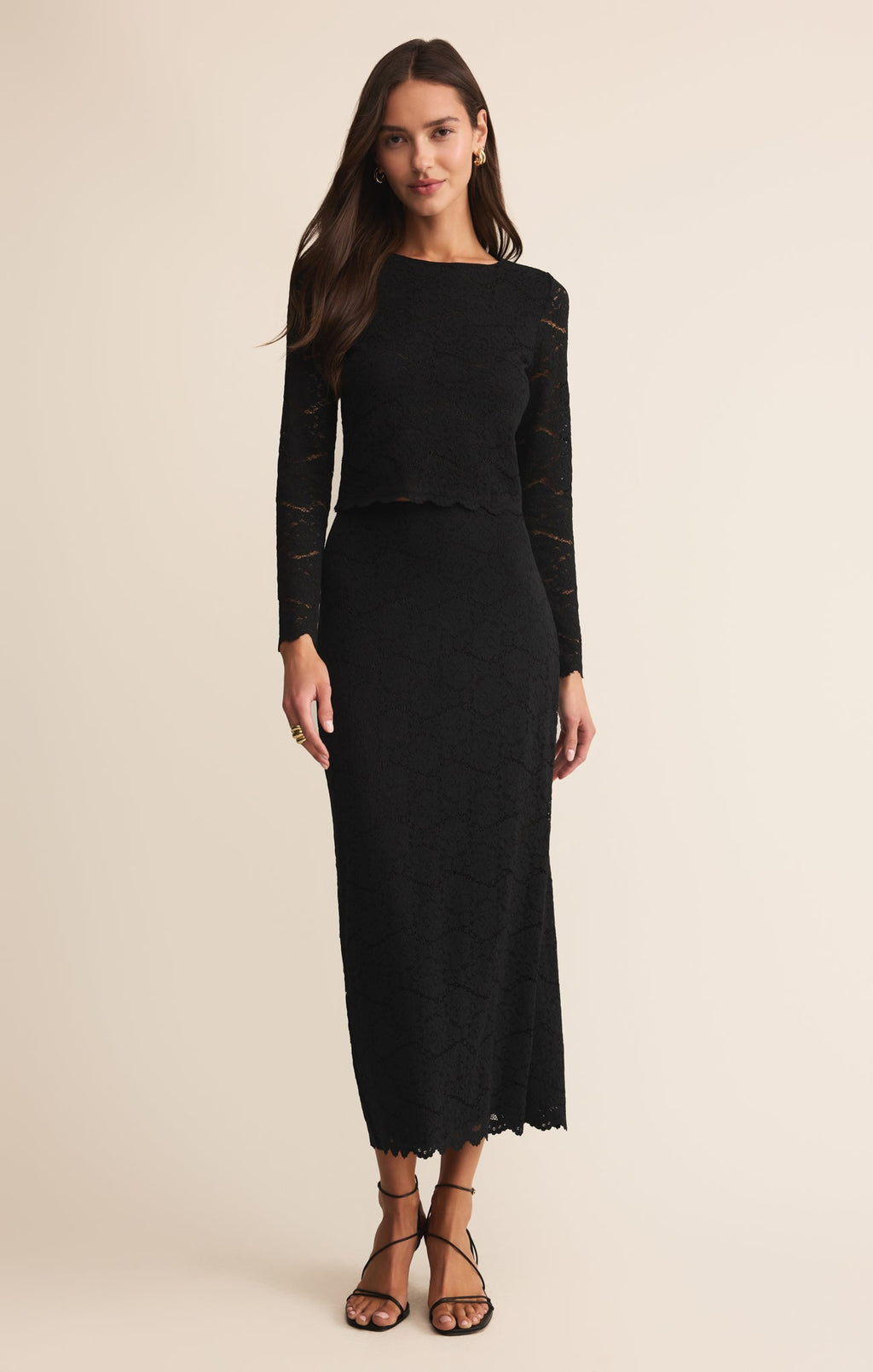 Via Lace Midi Skirt