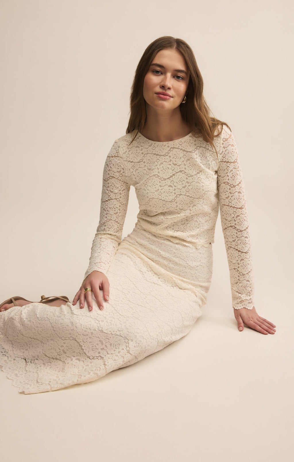 Via Lace Midi Skirt