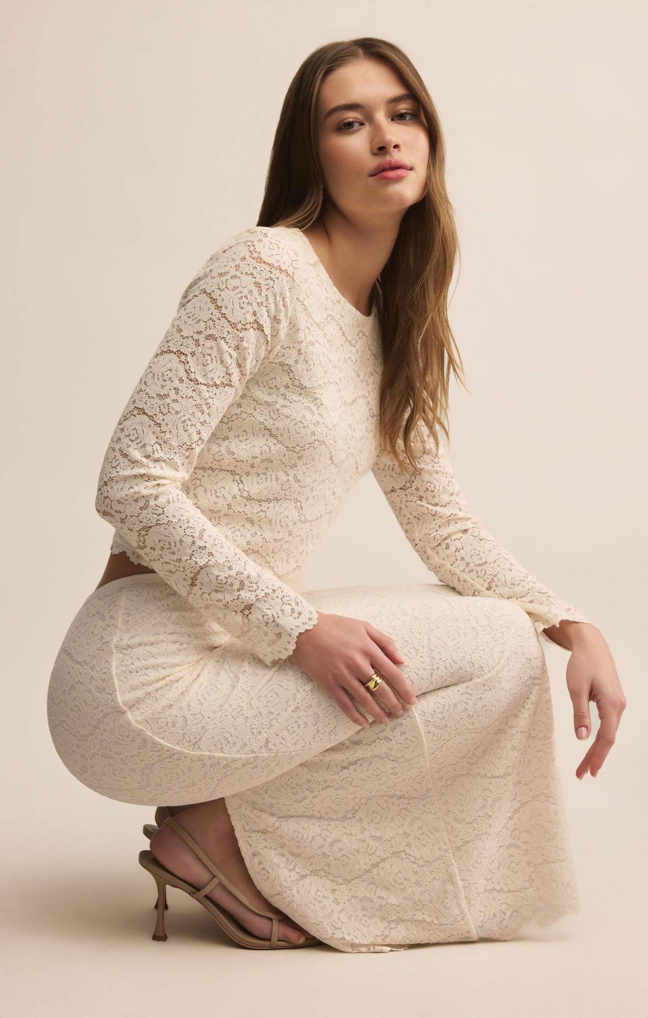 Via Lace Midi Skirt