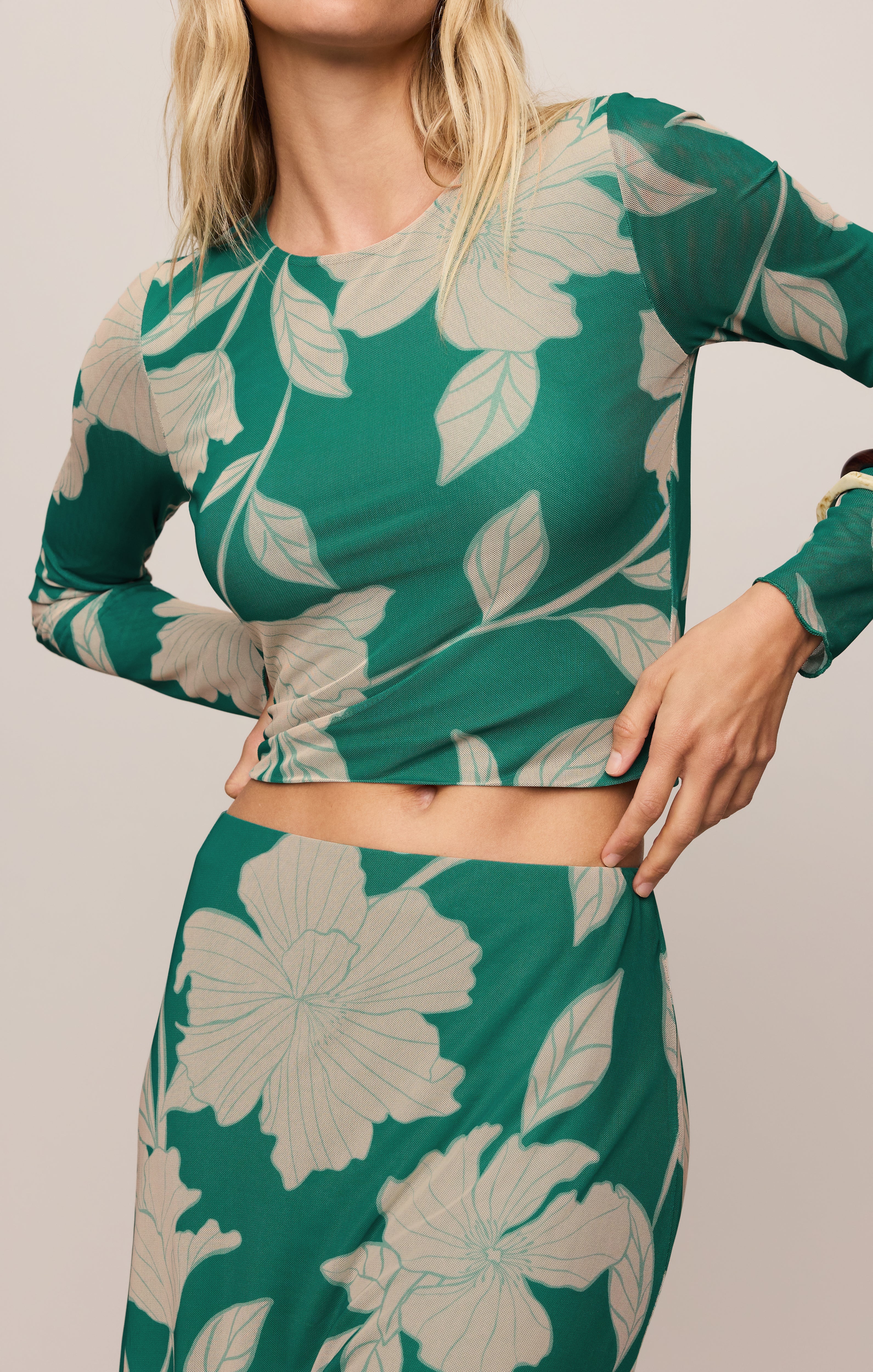 Eda Bloom Floral Mesh Maxi Skirt