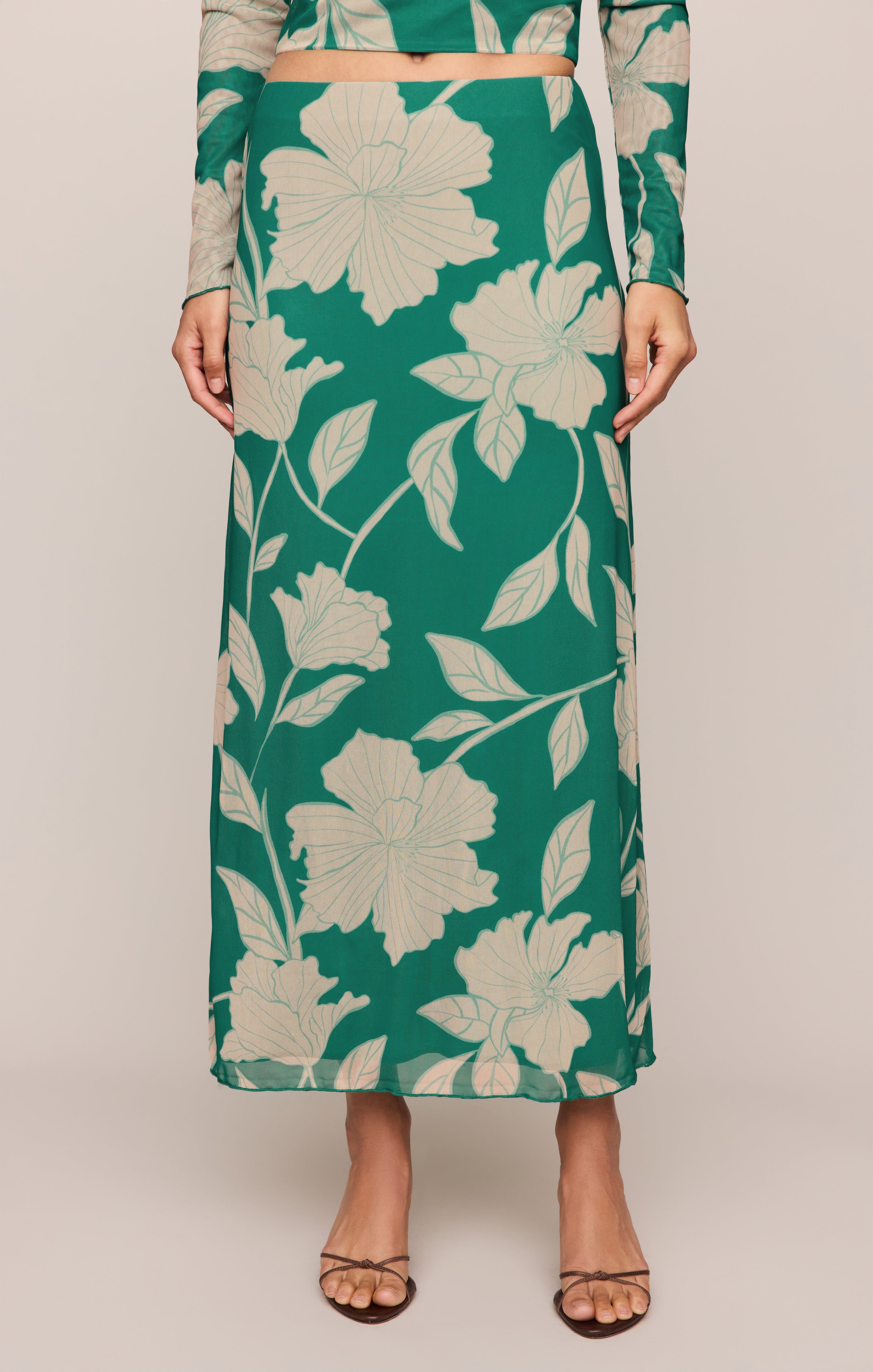 Eda Bloom Floral Mesh Maxi Skirt Main image