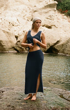 Yessenia Whipstitch Midi Skirt