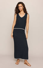 Yessenia Whipstitch Midi Skirt