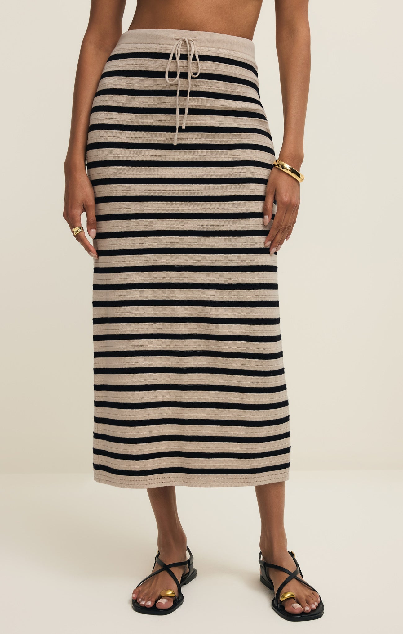 Emori Striped Midi Skirt