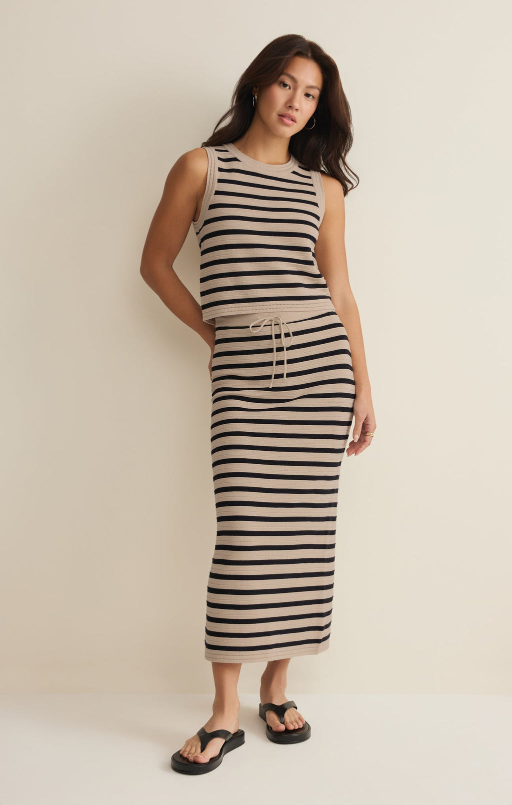 Emori Striped Midi Skirt