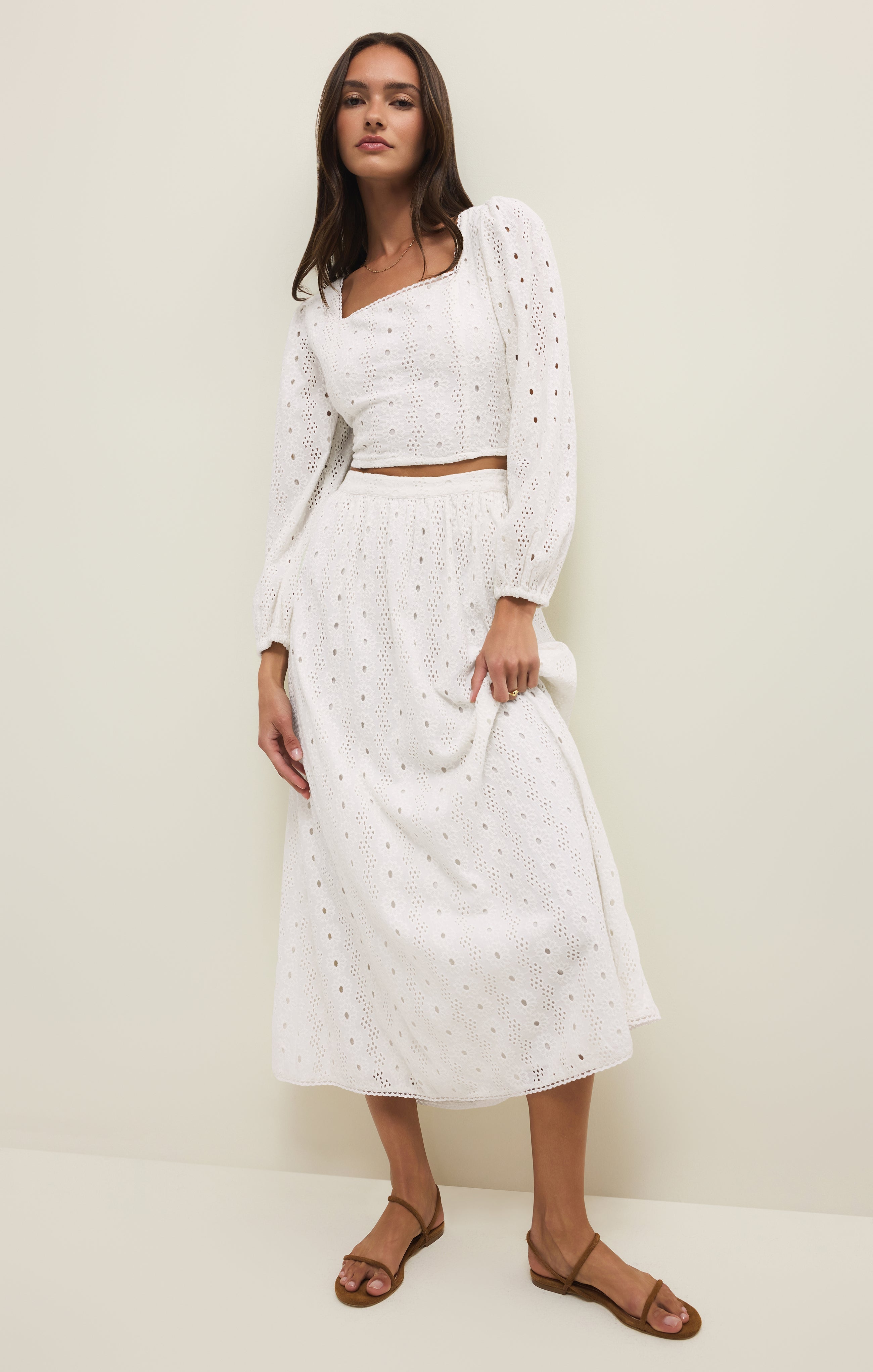 Bria Eyelet Midi Skirt