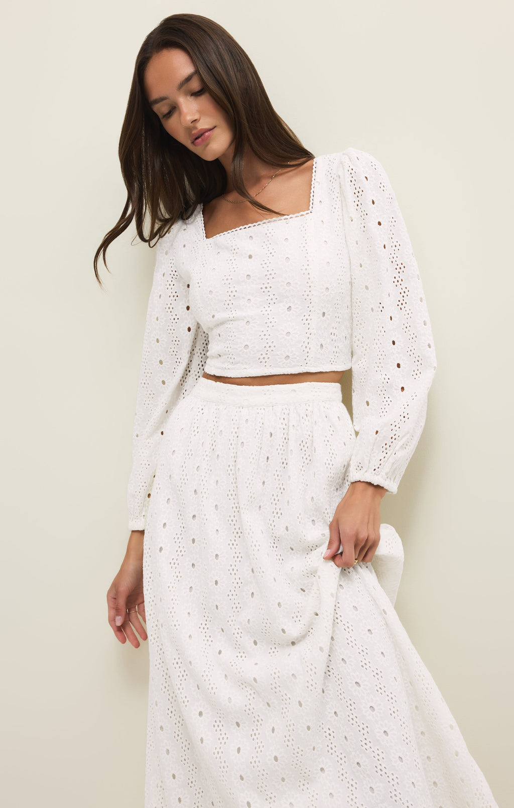Bria Eyelet Midi Skirt