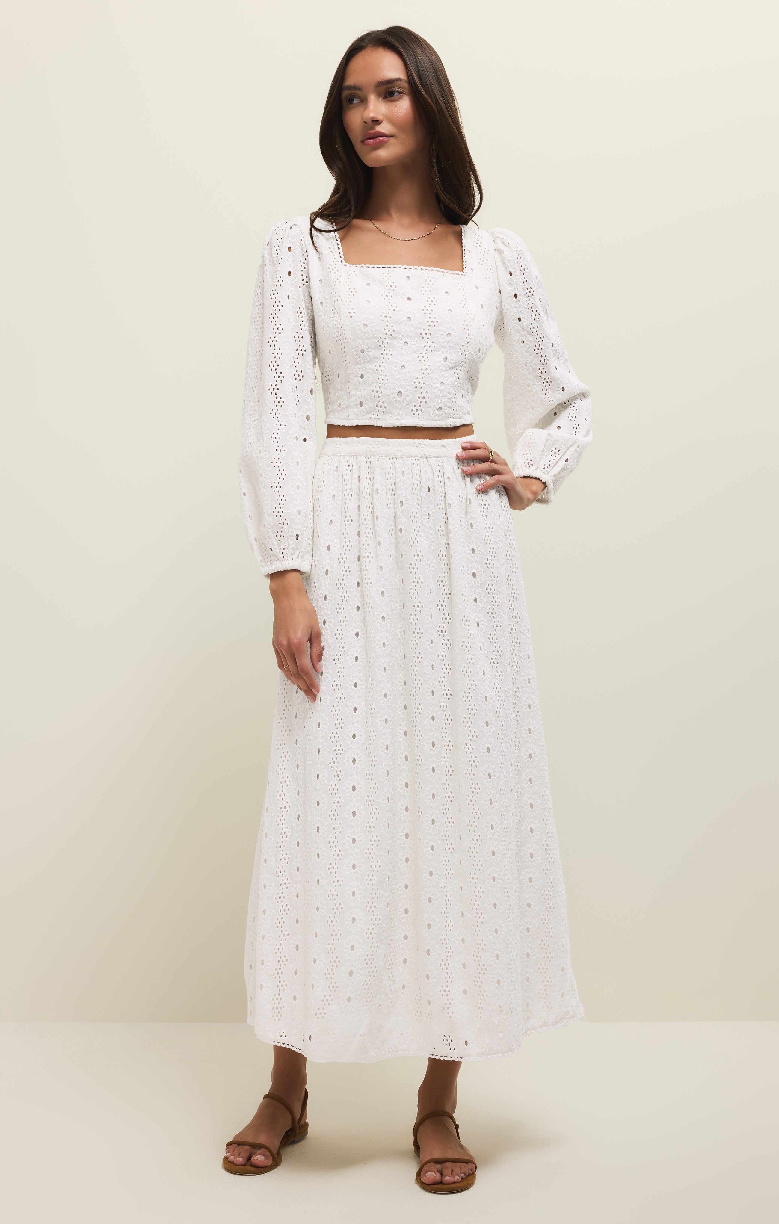Bria Eyelet Midi Skirt