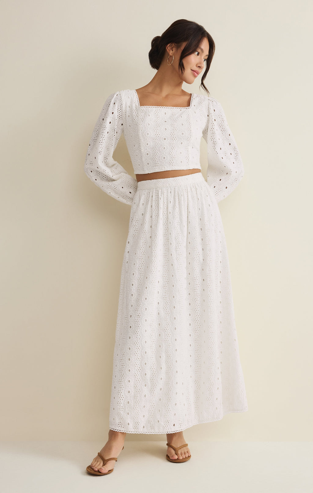 Bria Eyelet Midi Skirt