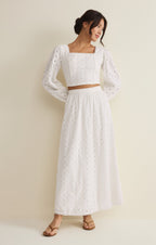 Bria Eyelet Midi Skirt