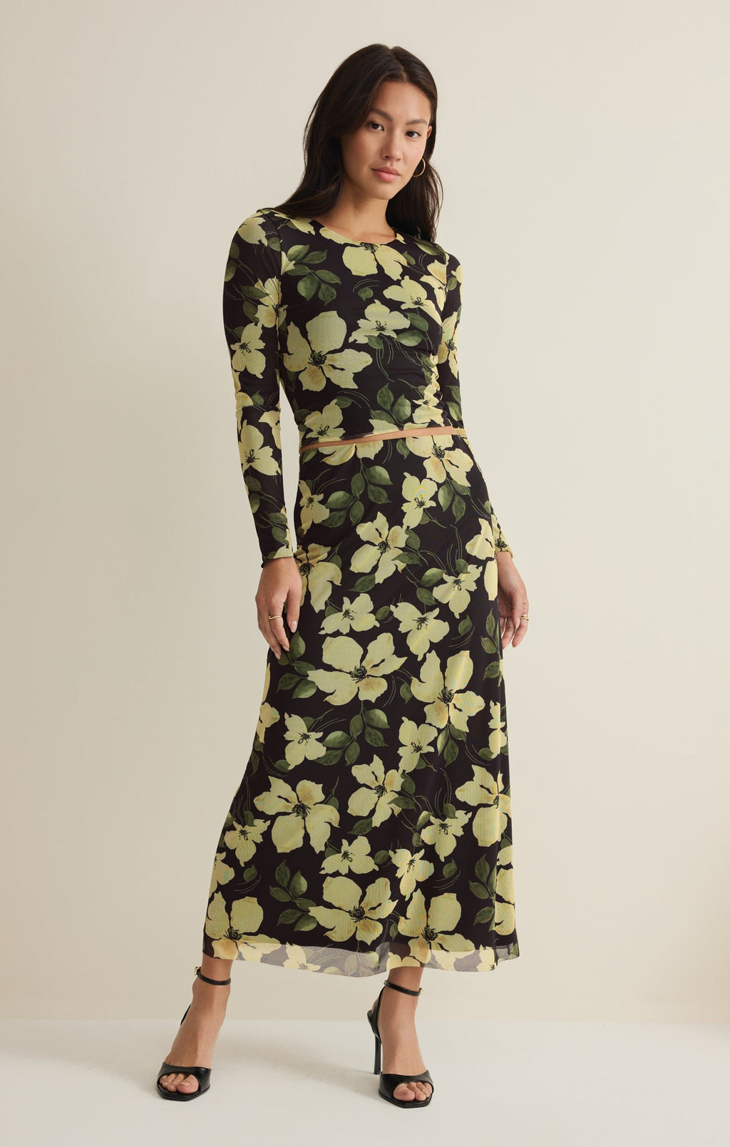 Eda Ren Floral Mesh Maxi Skirt