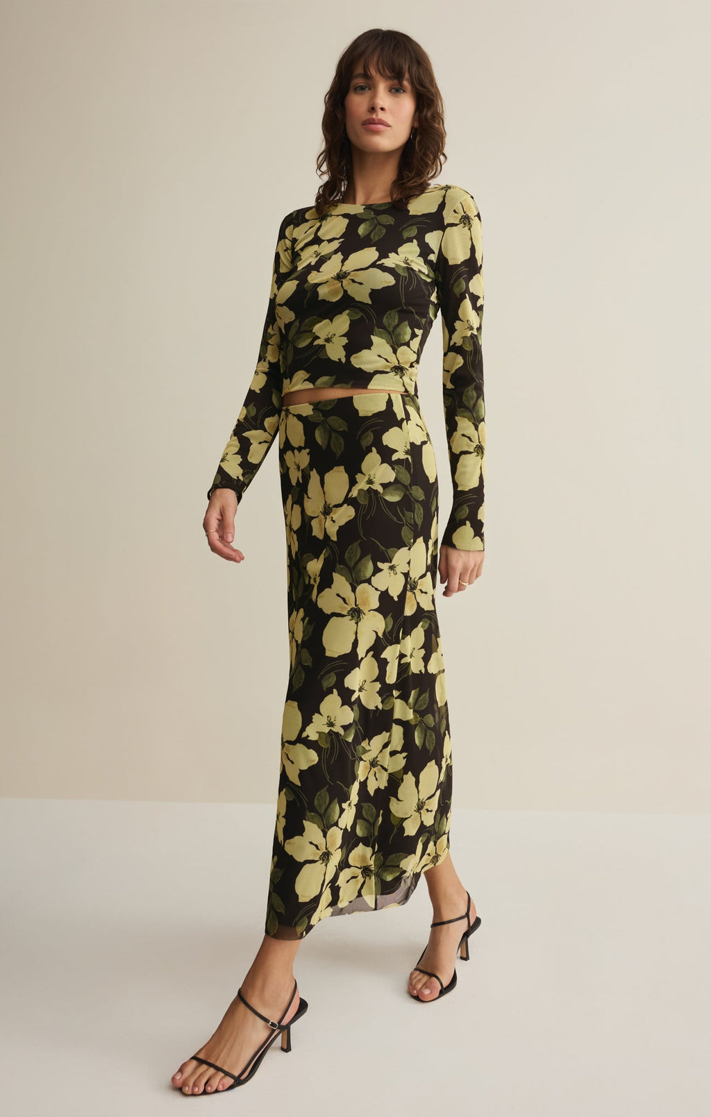 Eda Ren Floral Mesh Maxi Skirt
