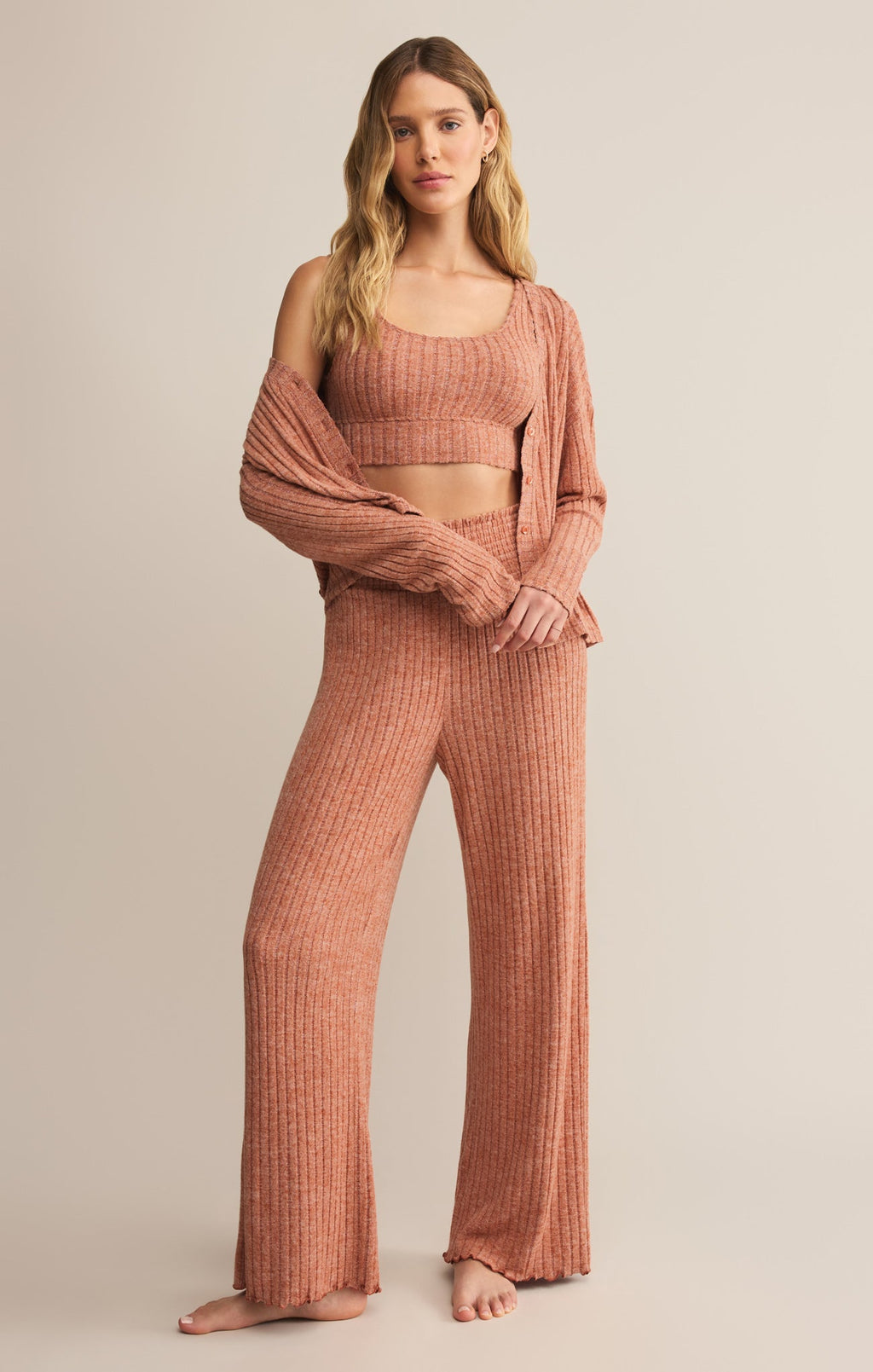 Dawn Smocked Silky Rib Pant