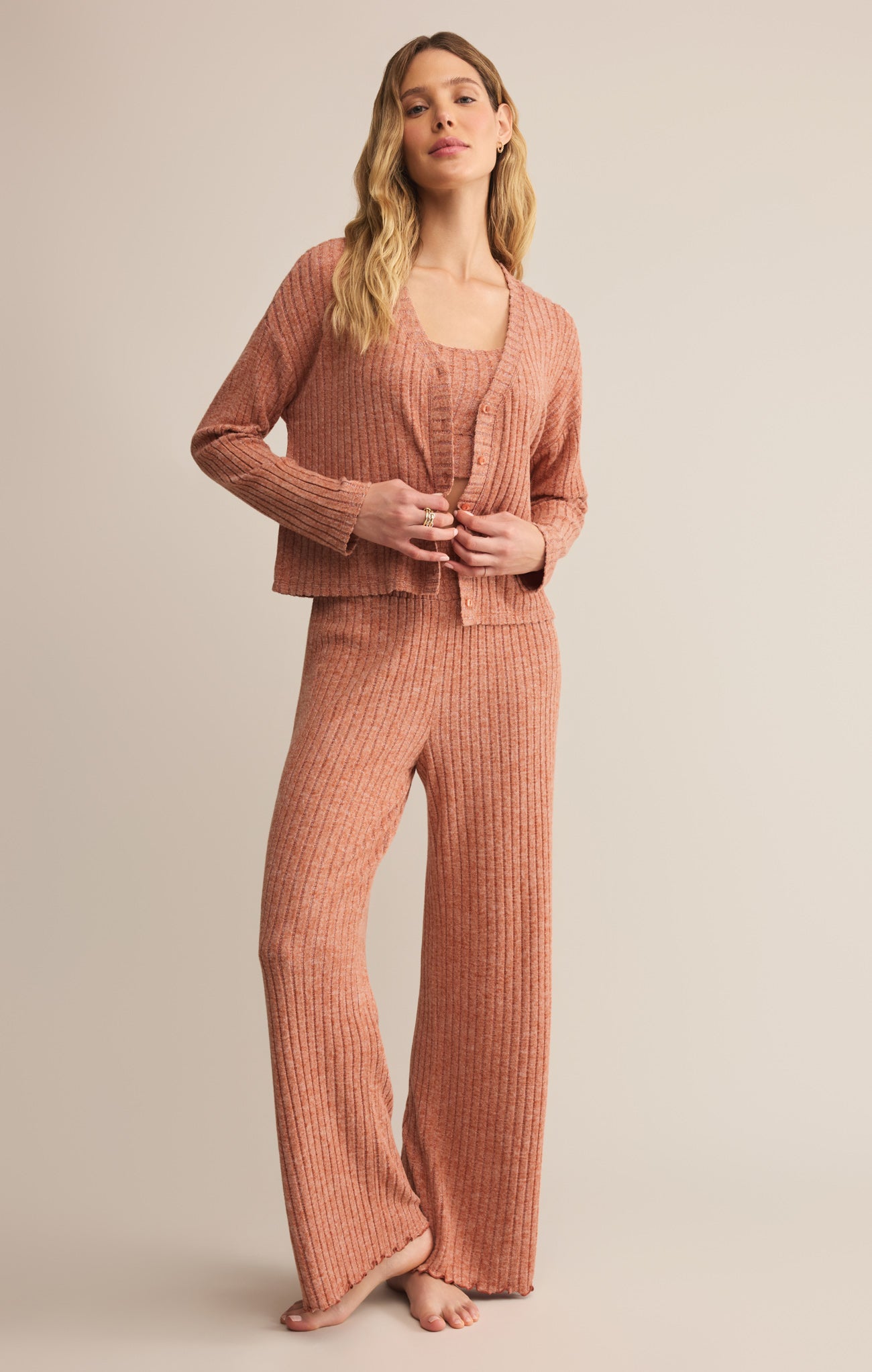 Dawn Smocked Silky Rib Pant