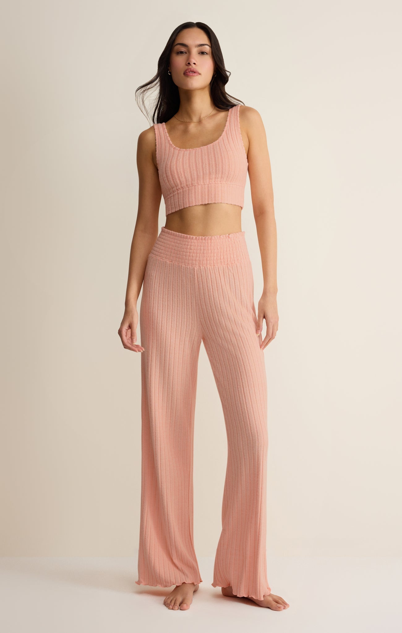 Dawn Smocked Silky Rib Pant