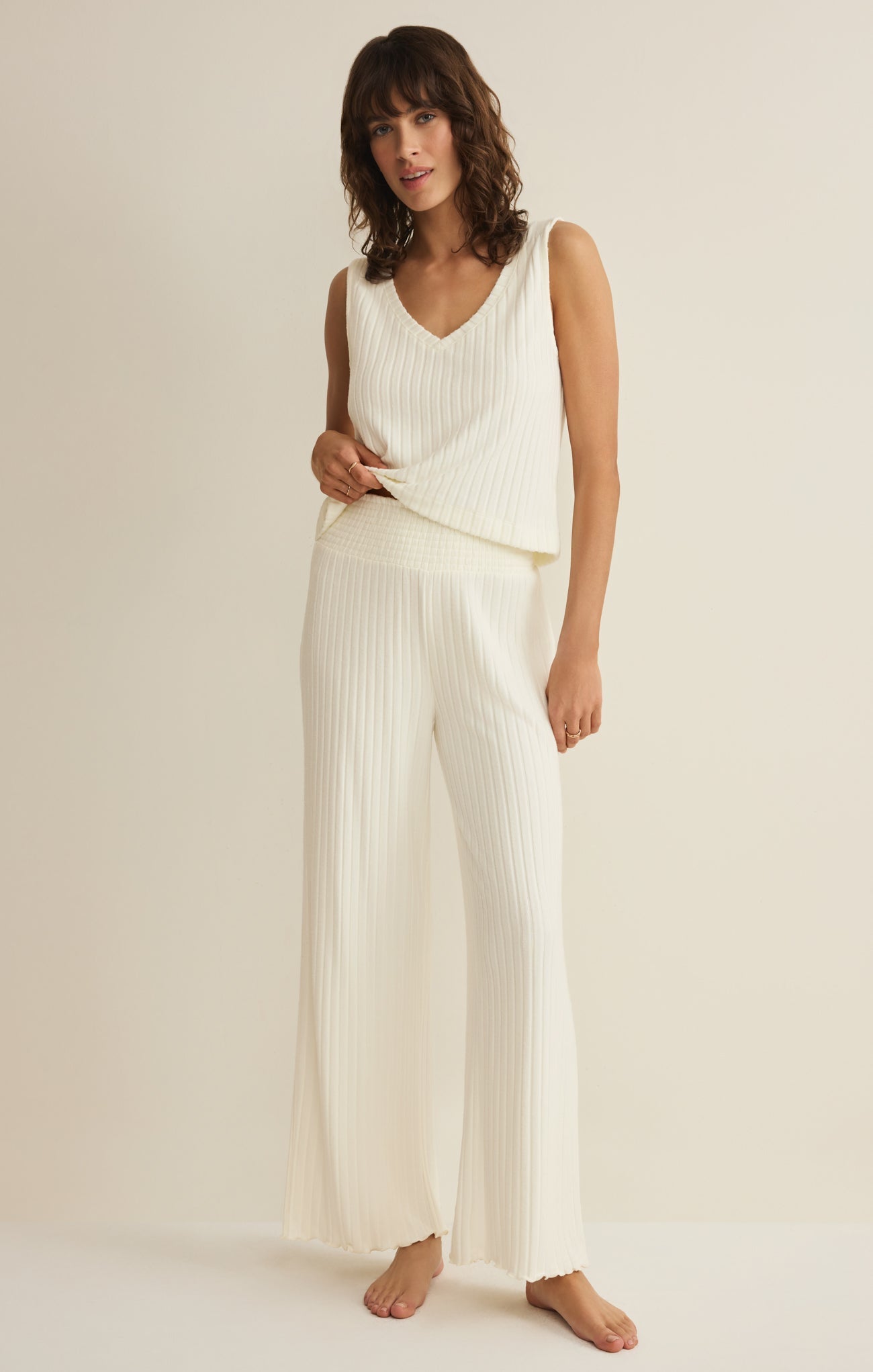 Dawn Smocked Silky Rib Pant